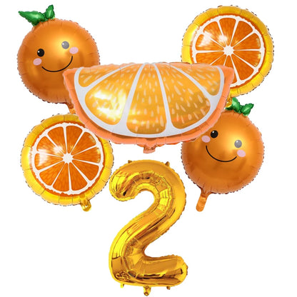 6pcs Orange Foil Balloon with 32inch Number Balloons Summer Themed Fruit Globals Baby Shower Birthday Thankgiving Party Decor