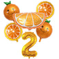 6pcs Orange Foil Balloon with 32inch Number Balloons Summer Themed Fruit Globals Baby Shower Birthday Thankgiving Party Decor