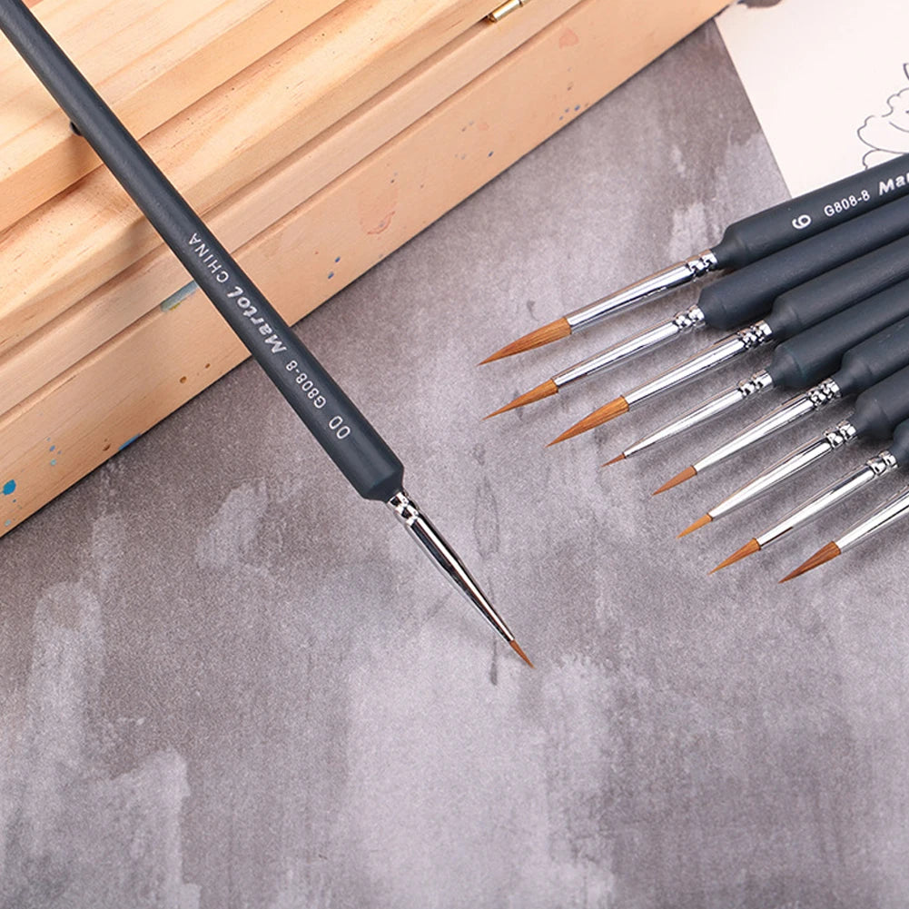 Line Drawing Pen 9 Pack Fine Detail Paint Brushes Miniature Brush For Fine Detailing Art Painting Acrylics Oil Models Watercolor