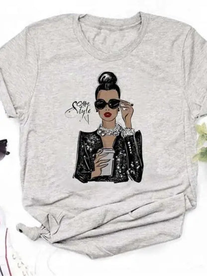 Maycaur Hot Sales Printed Female Tshirt Women Fashion Graphic Printed T-Shirt Harajuku Korean Style Short Sleeves Clothes Female