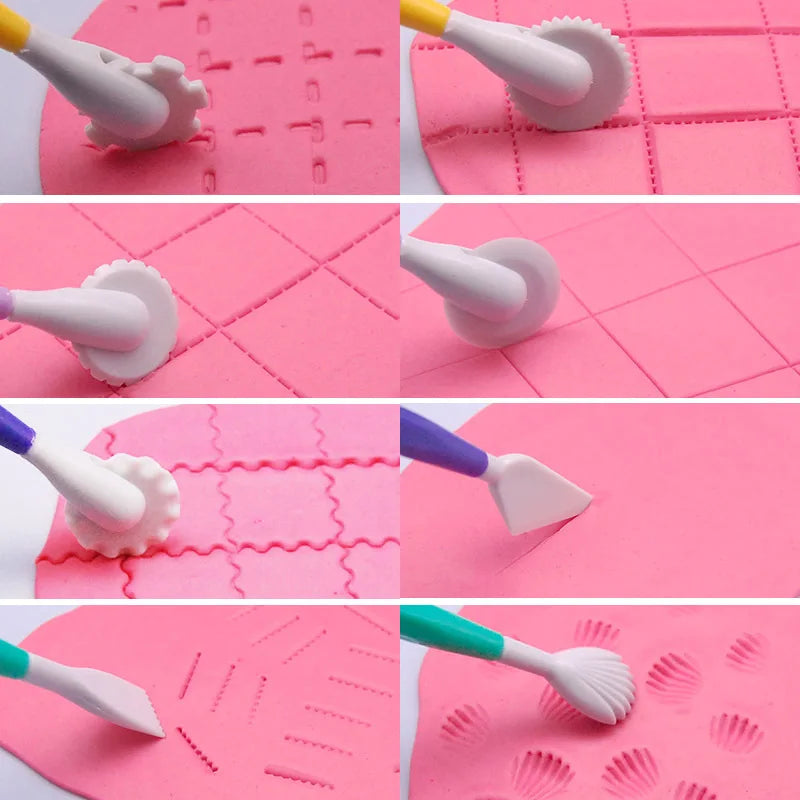4 Pcs/set Fondant Cake Decorating Sugarcraft Making Wheel Embosser Cookie Cutter Tool Set