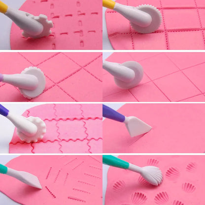 4 Pcs/set Fondant Cake Decorating Sugarcraft Making Wheel Embosser Cookie Cutter Tool Set