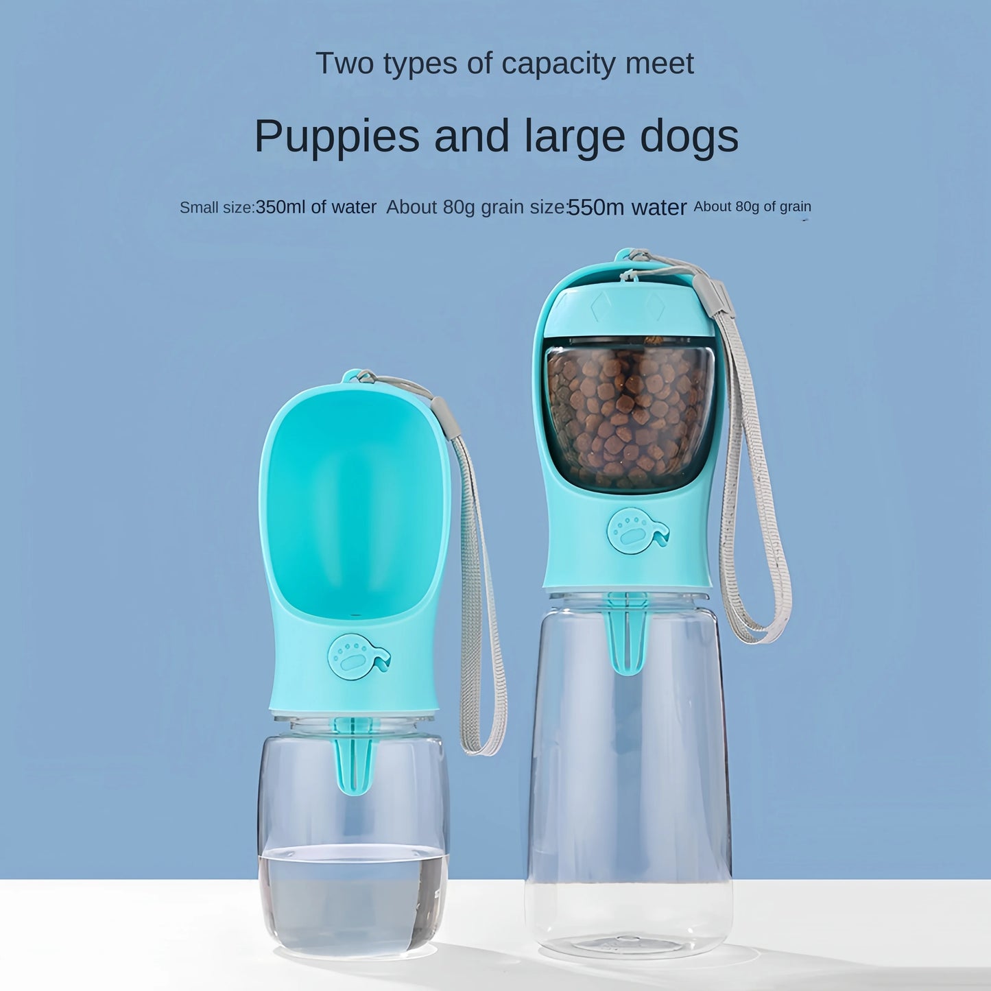 Dog/Cat Portable Feeding and Watering Bottle with Cup Food Dispenser