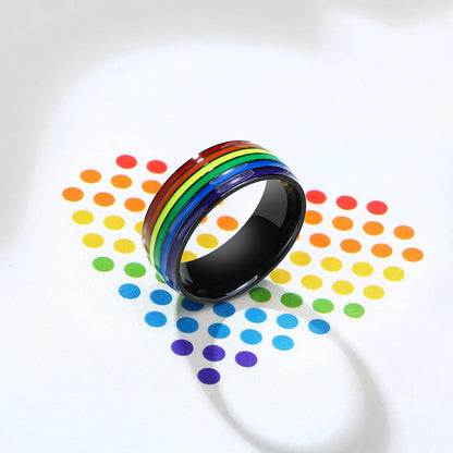 Pride Parade Lesbian Gay LGBT Pride Ring, Bisexual Non-binary Pride Multicolor Rainbow Ring, Love Promise Wedding Jewelry