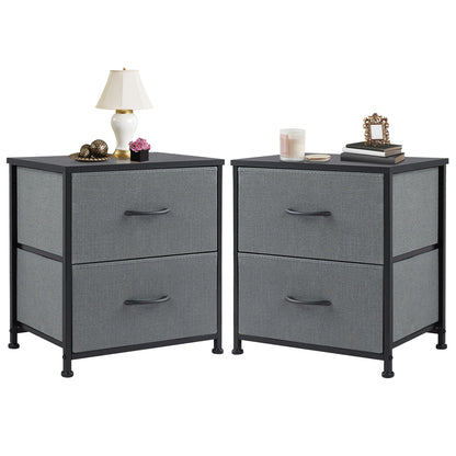 Nightstand  Storage  For Bedroom with 2 Fabric Drawers JHK