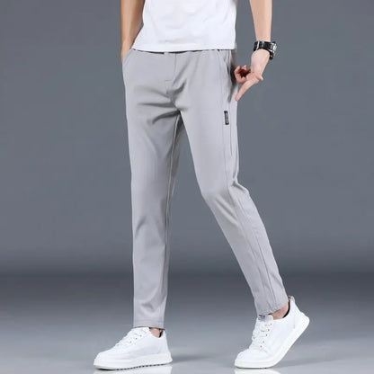 Men’s Ice Silk Straight‑Leg Pants – Summer Breathable Business Casual