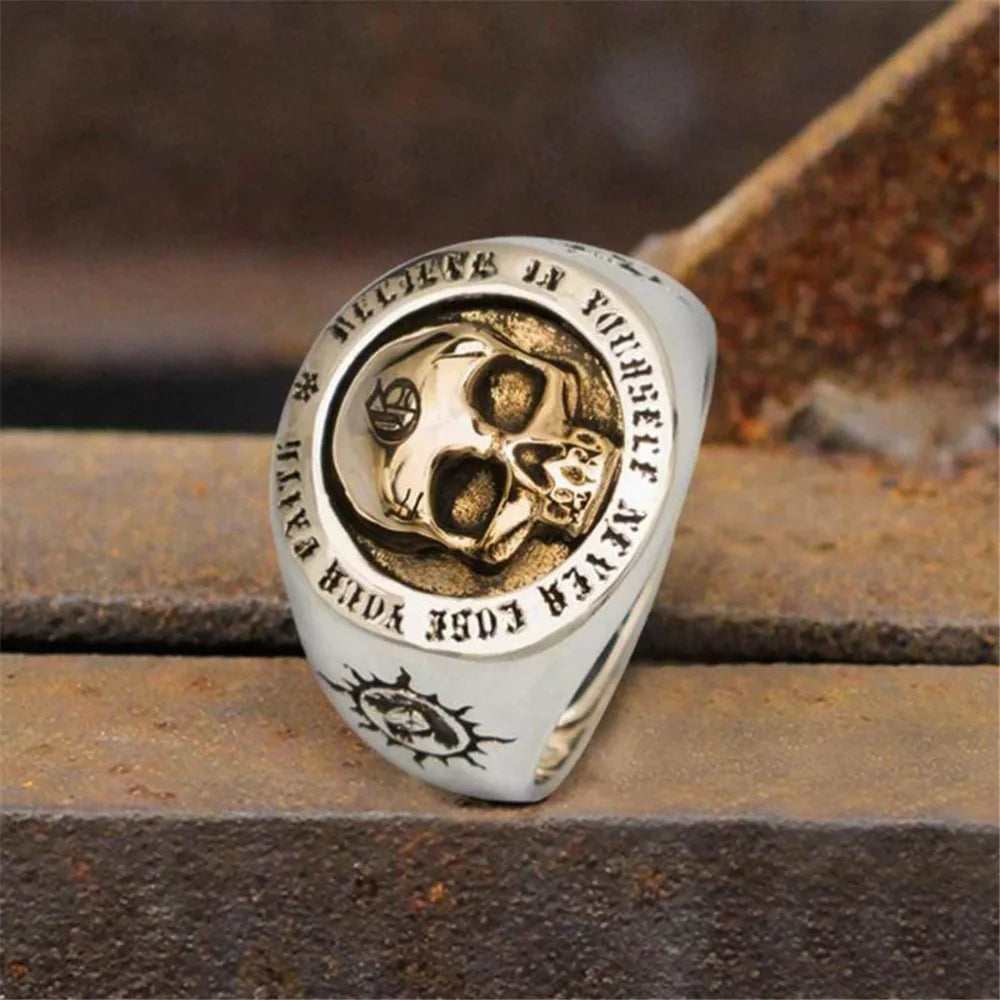 Classic Minimalist Vintage Skull Punk Rock Hip Hop Trend Men's Ring Boys Birthday Street Niche Party Birthday GiftBanquetJewelry