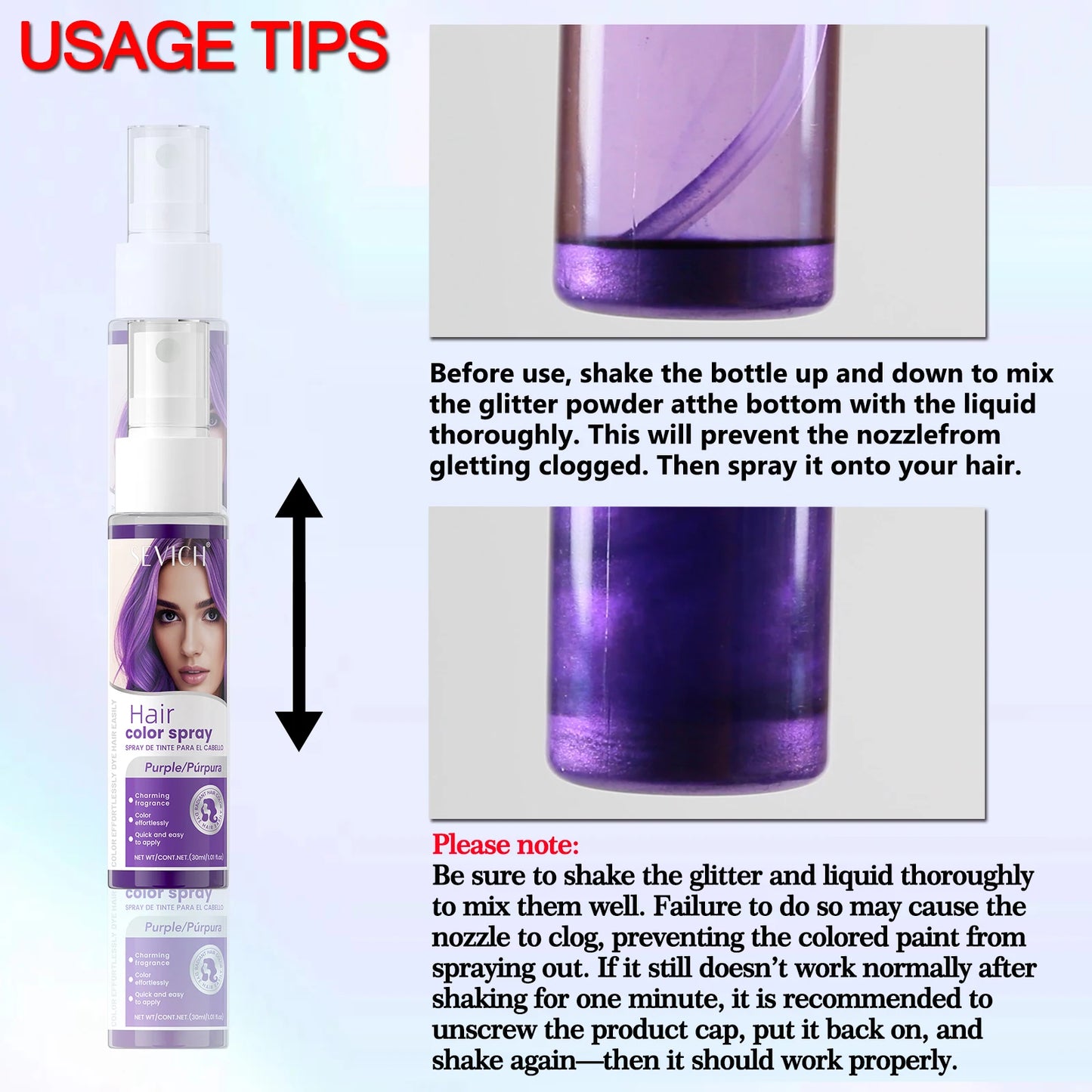 Sevich 8 Colors New Style Hair Color Spray One-Time Hair Color Instant Hair Salon Hair Care Styling Product For Men and Women ﻿