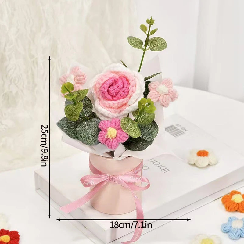 Crochet Flower Bouquet Mother's Day Gifts with LED Light String Hand Knitted Flowers Graduation Artificial Flowers Decor
﻿ 
﻿