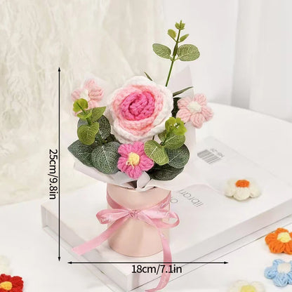 Crochet Flower Bouquet Mother's Day Gifts with LED Light String Hand Knitted Flowers Graduation Artificial Flowers Decor
﻿ 
﻿