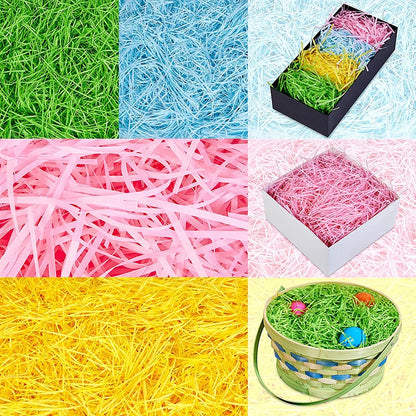 100g Raffia Shredded Paper Grass – Crinkle Basket Stuffers for Easter Eggs & DIY Gift Box Decor