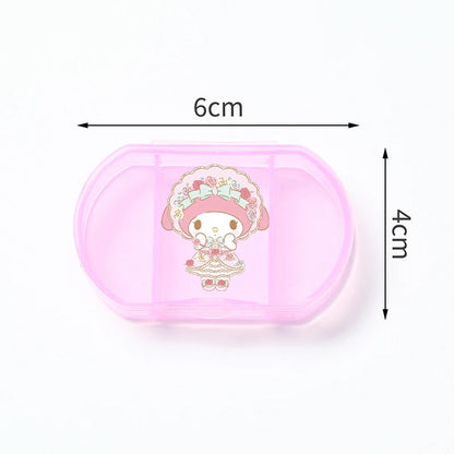 Cartoon Hello Kitty My Melody Plastic Pill Box Mini Tablet Case Anime Kawaii Portable Travel Medicines Storage Case Container