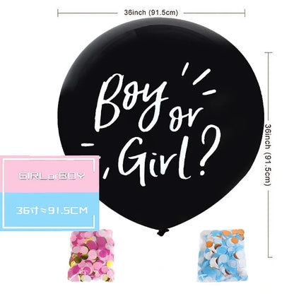 1 Set Giant Boy Or Girl Gender Reveal Black Latex Baby Shower Confetti Ballons