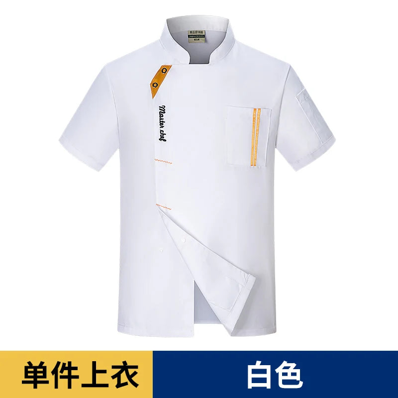 black Chef Jacket Short Sleeve chef uniform Cook Coat Chef T-shirt Baker Work Uniform Waiter Restaurant Hotel Clothes women Logo