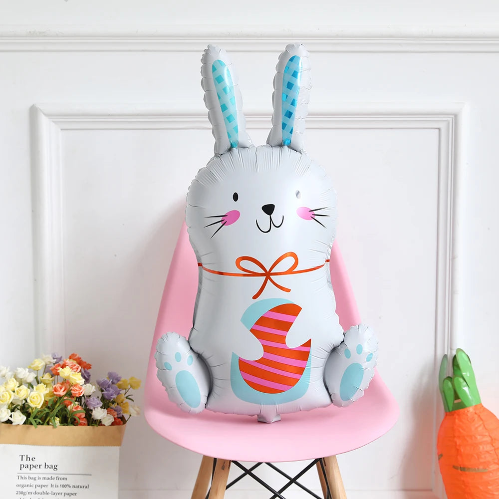Easter Bunny & Chick Foil Balloon – Cute Standing Rabbit, Egg & Carrot Helium Balloon for Kids’ Party Decor