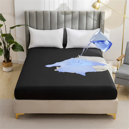 Waterproof Mattress Protector Soft Comfortable Breathable Solid Color Fitted Bedding Cover No Pillowcases Included