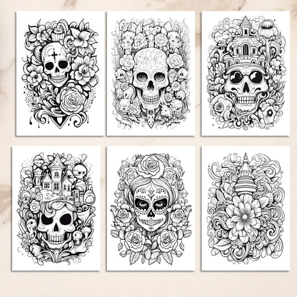 1pc, A4 Adult Coloring Book, Skulls , 25 Different Patterns, 100gsm Thick Paper