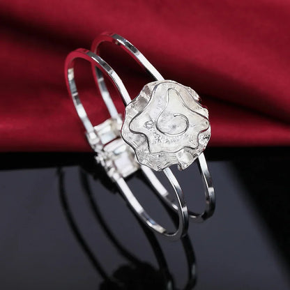 Trendy 925 Sterling Silver Bangles Bracelet Charms