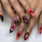 24Pcs False Full Cover Press on Nail Tips Purple Heart Almond  with Glue