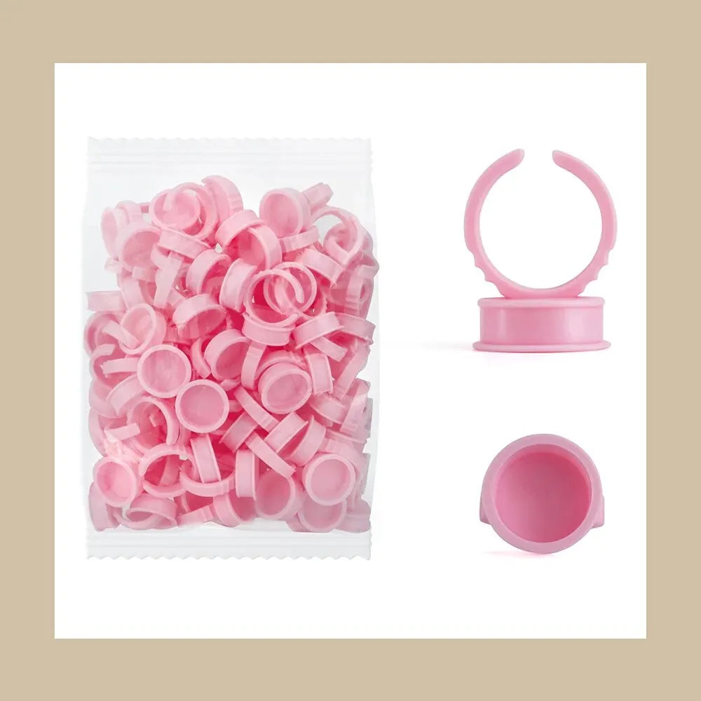100pcs Disposable White Eyelash Glue Ring Cup Holder Container Tattoo Pigment Eyelash Extension Tools Lash Supplies Accessories