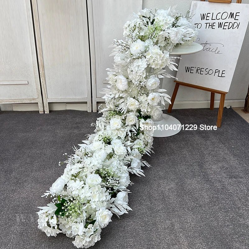1m 2m Luxury Flower Row Runner Artificial Flowers for Table Centerpiece Wedding Decoration Mix Flowers Backdrop Wall Arches Deco