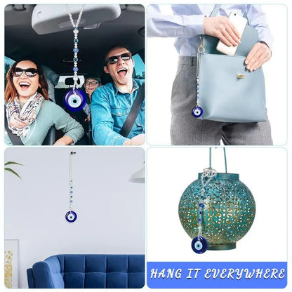Evil Eye For Car Decorative Evil Blue Eye Car Charm Accessory Shining Rear View Mirror Charm Evil Eye Car Charm Window Pendent