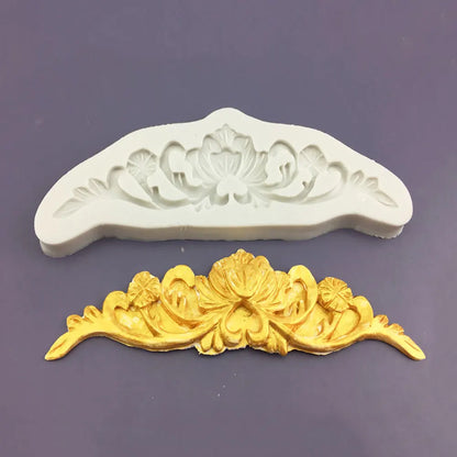 Silicone World DIY Baking Fondant Silicone Mold Handmade Sugar Flipping Cake Edge Decoration Mold Totem Gemstone Relief Mould