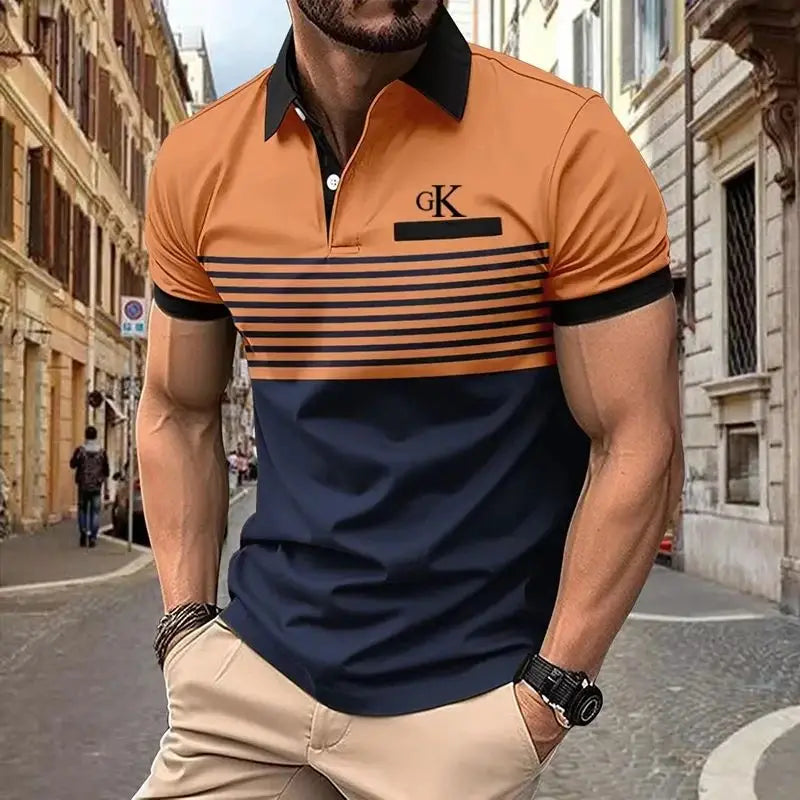 Men's Color Block Short Sleeve Shirt with Chest Pocket - Perfect for Summer Casual Wear