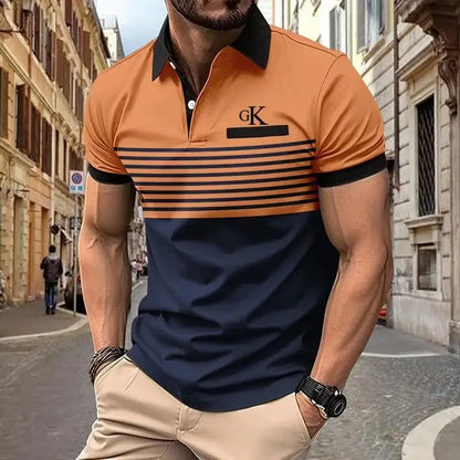Men's Color Block Short Sleeve Shirt with Chest Pocket - Perfect for Summer Casual Wear