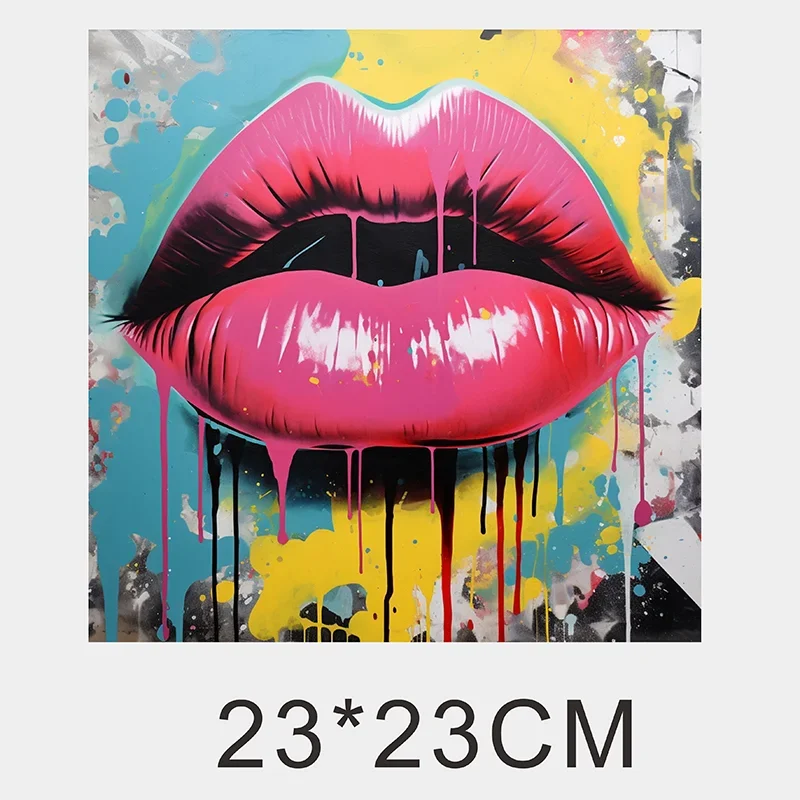Graffiti Animal Iips Fashion Iron Sticker Patch For Clothing T-shirt DIY Hoodie Jacket Sticker DTF PPatch Is Waterproof