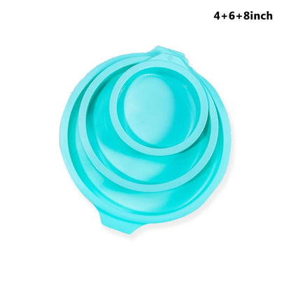 FAIS DU 2-8pcs Silicone Cake Pan 4/6/8inch Round Cake Layer Set Silicone Bakeware Mold for Baking Tools Rainbow Cake and Mousse