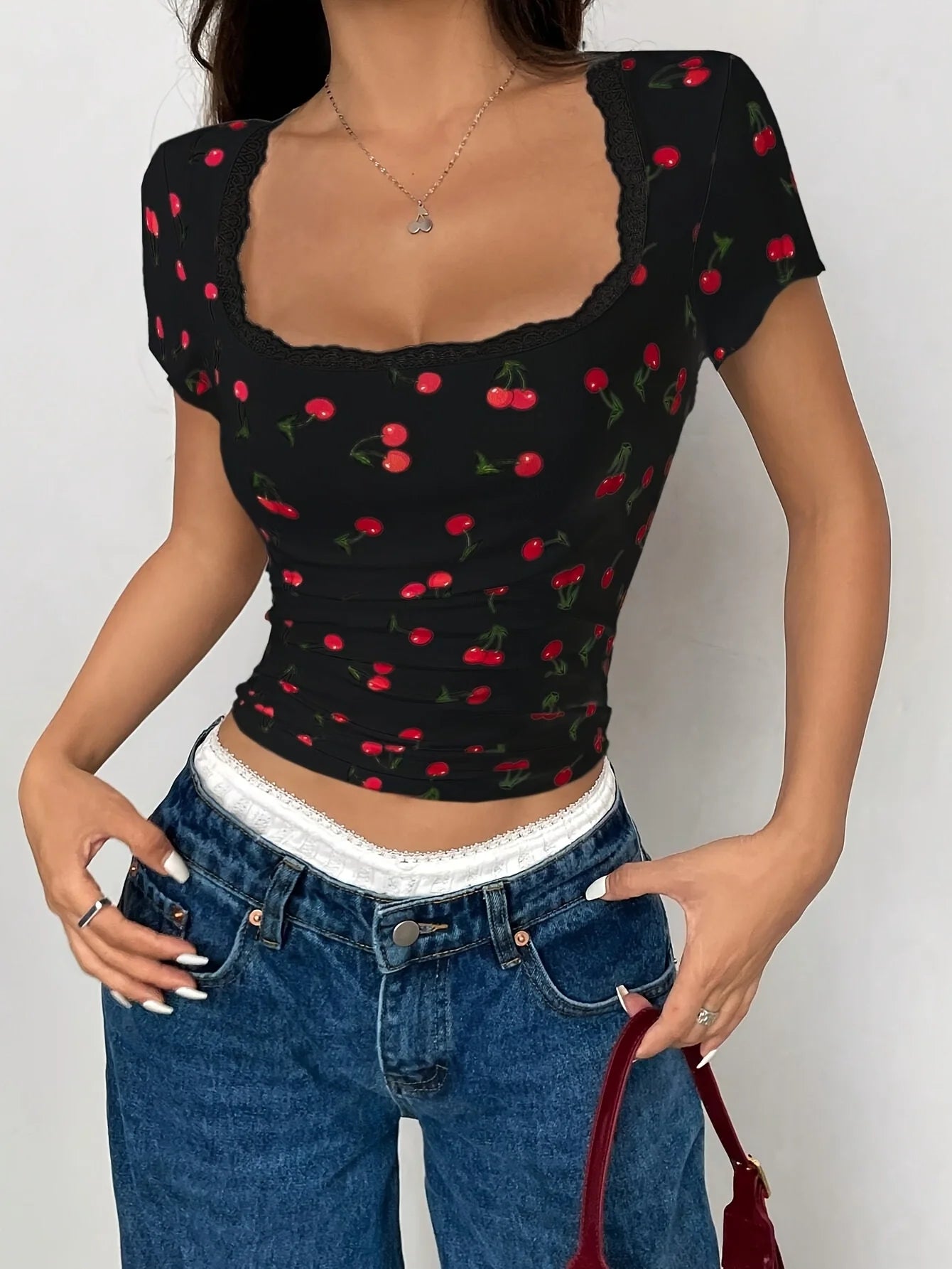 Women's Floral Print Lace Trim Button Front Off Shoulder Vintage Blouse