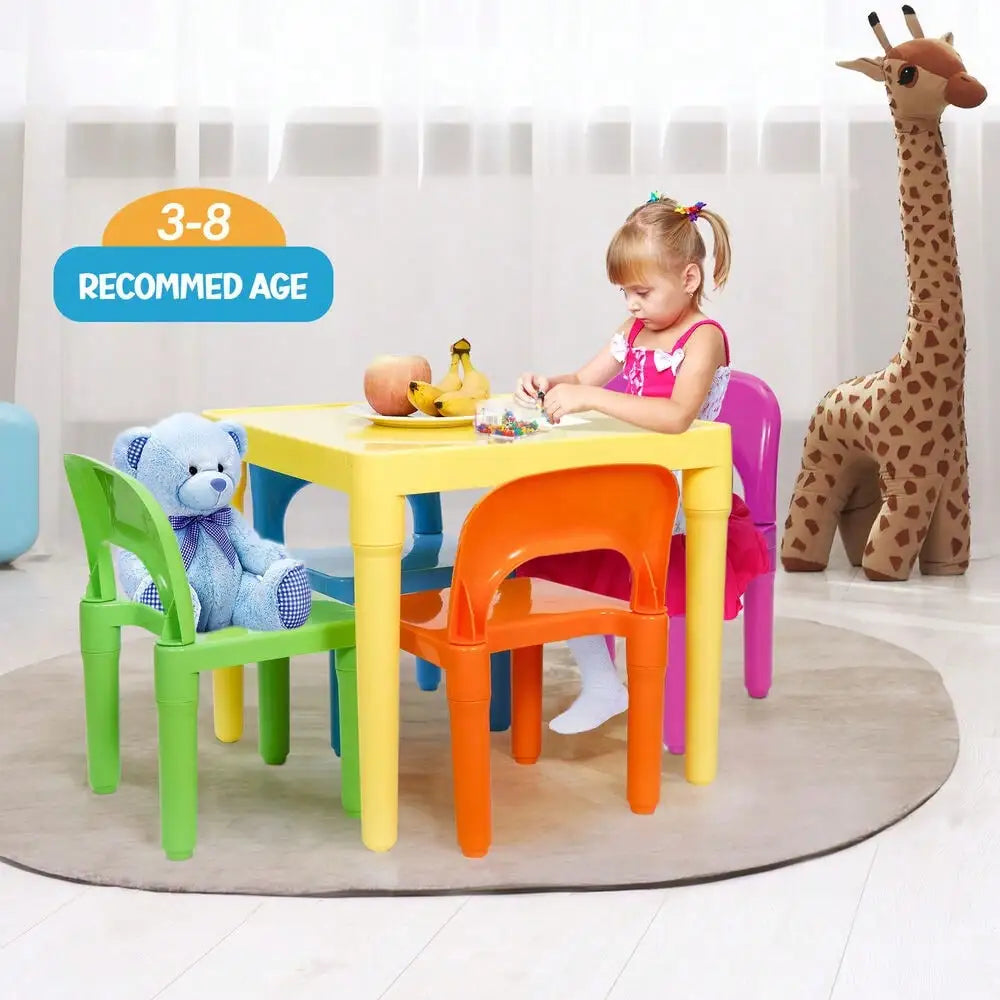 Kids Table and 4 Chairs Toddler Child Party Toys Fun Activity Furniture Play Set