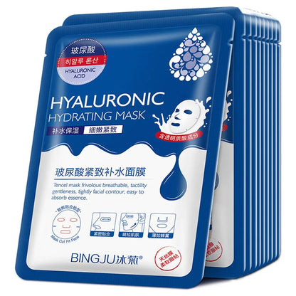 10‑Pack Hyaluronic Acid Hydrating Sheet Masks – Moisturizing, Pore‑Refining Facial Skincare