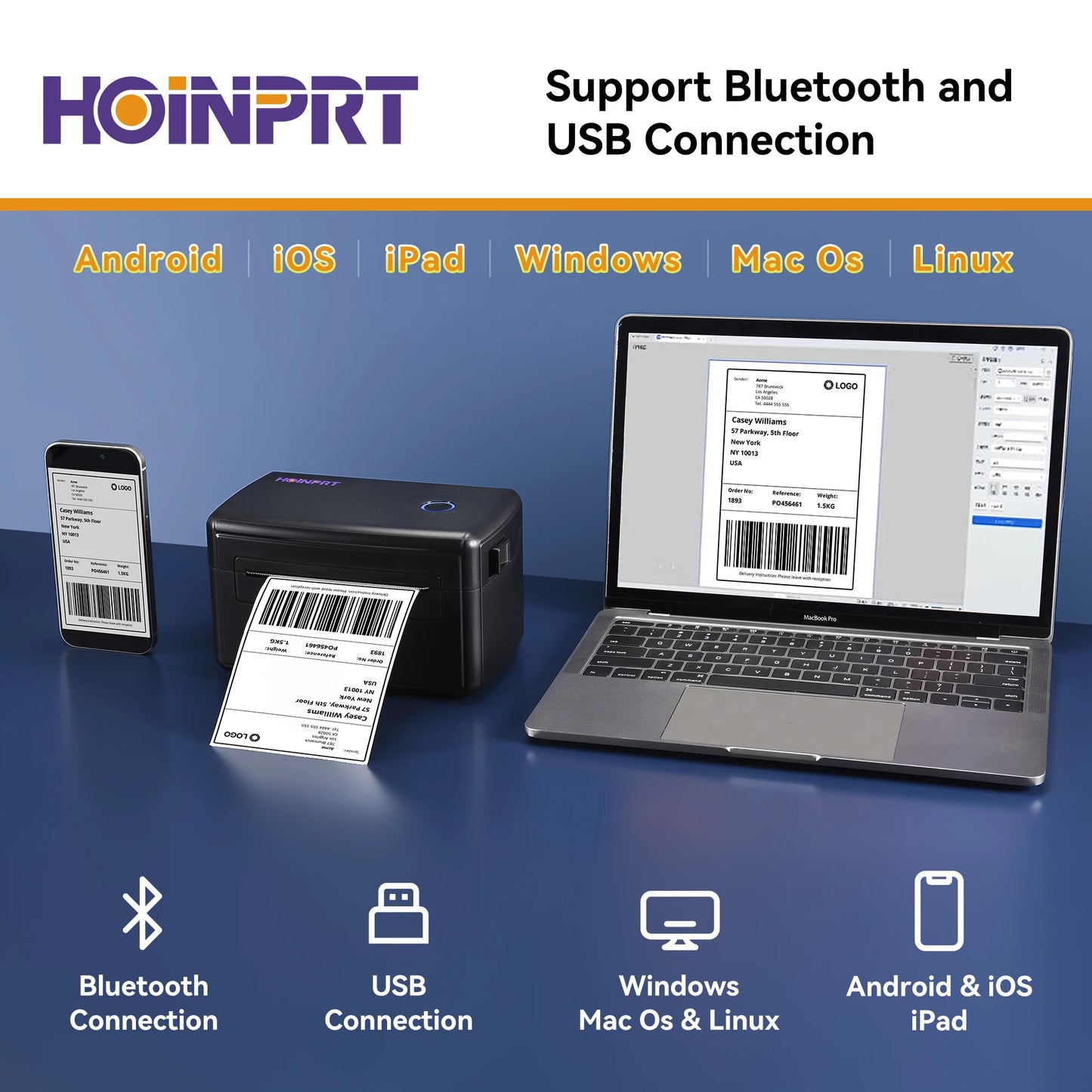 Thermal Label Printer 4x6, Shipping Label Maker for Small Business, High-Speed,Inkless, for USPS, Amazon, Etsy, USB for Windows