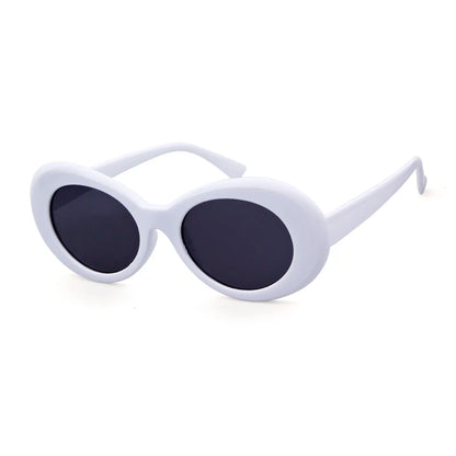 WHO CUTIE Vintage Small Oval Sunglasses Men Women Brand Designer 90S Retro White Leopard Frame Shades Sun Glasses OM524