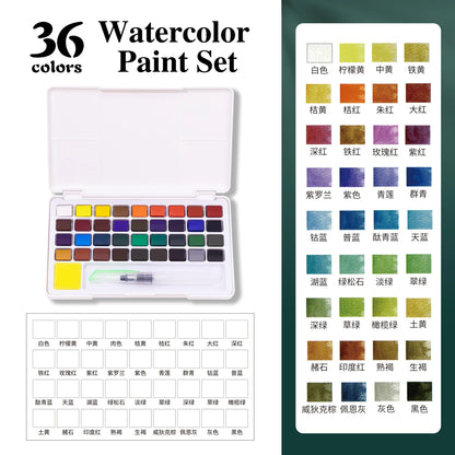 Watercolor Paint Set with Water Brush Pens --12/24/36/48 Colors