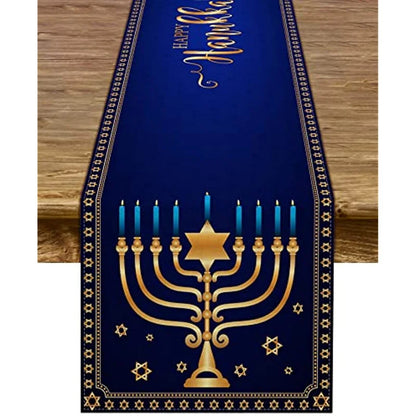 Hanukkah Menorah Table Runner – Star of David Holiday Home Décor