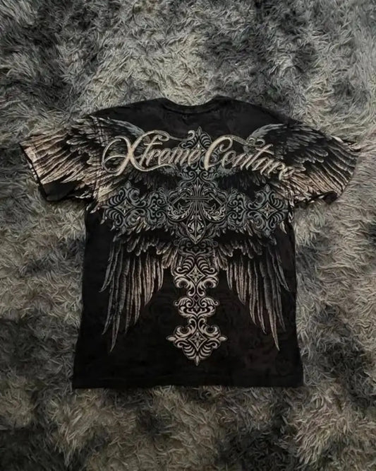 Men's Skull with Wings Graphic Printed T-shirt