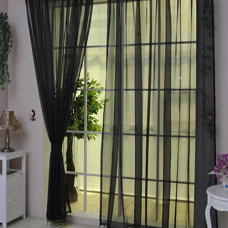Transparent Solid‑Color Window Gauze Curtains – Light‑Luxury Sheer Panels for Weddings & Home Decor, Easy to Install
