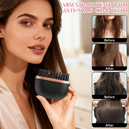 Mini Straightener Rechargeable Portable Hair Straightener Brush Anti-Scald Shell Cordless USB Charging Straighteners