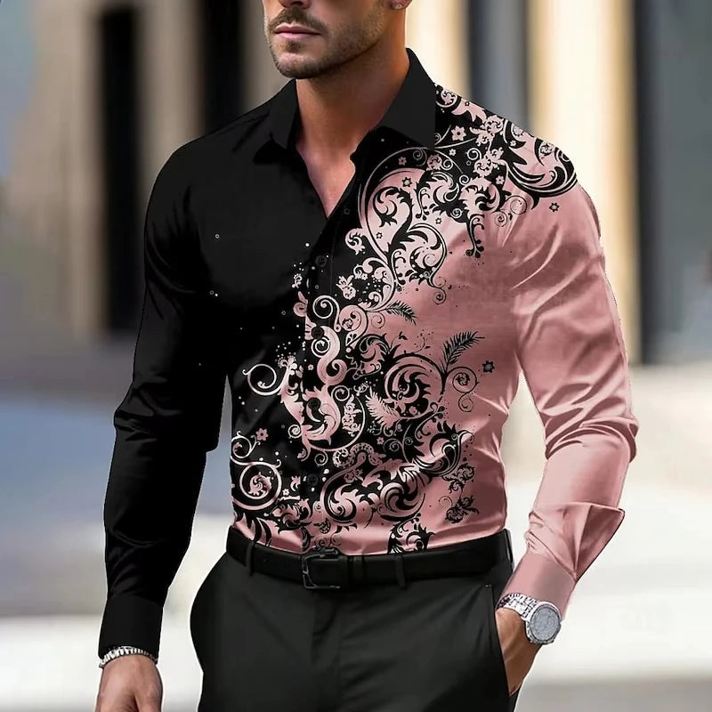 Men’s Casual Long Sleeve Button‑Up