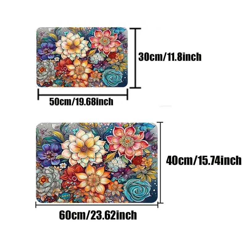 Sweet Rose Print Doormat Non-slip Floral Printed Floor Rug Washable Throw Carpet For Bathroom Living Room Kitchen Home Decor Mat