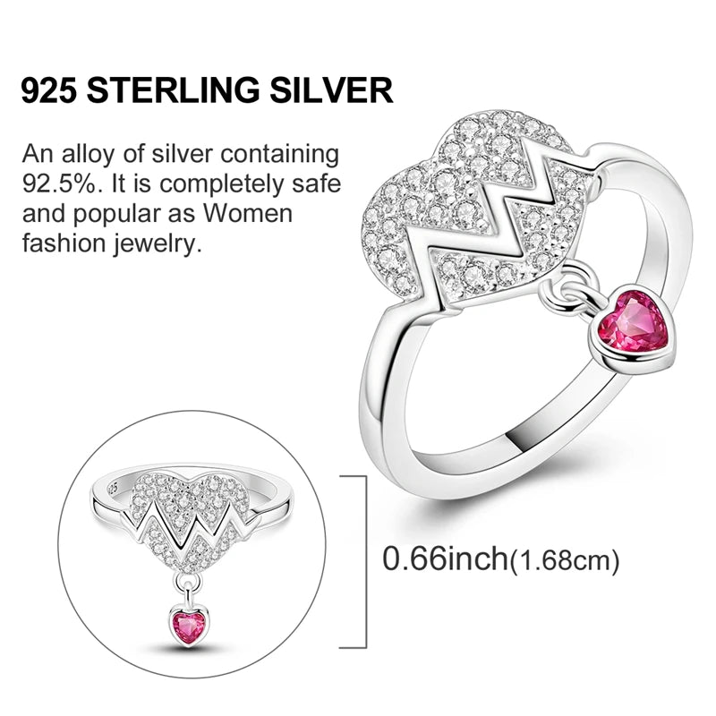 Rings Original 925 Sterling Silver Rings Simple Zircon Heart Ring For Wedding Valentine's Day Women Ring Jewelry Gift