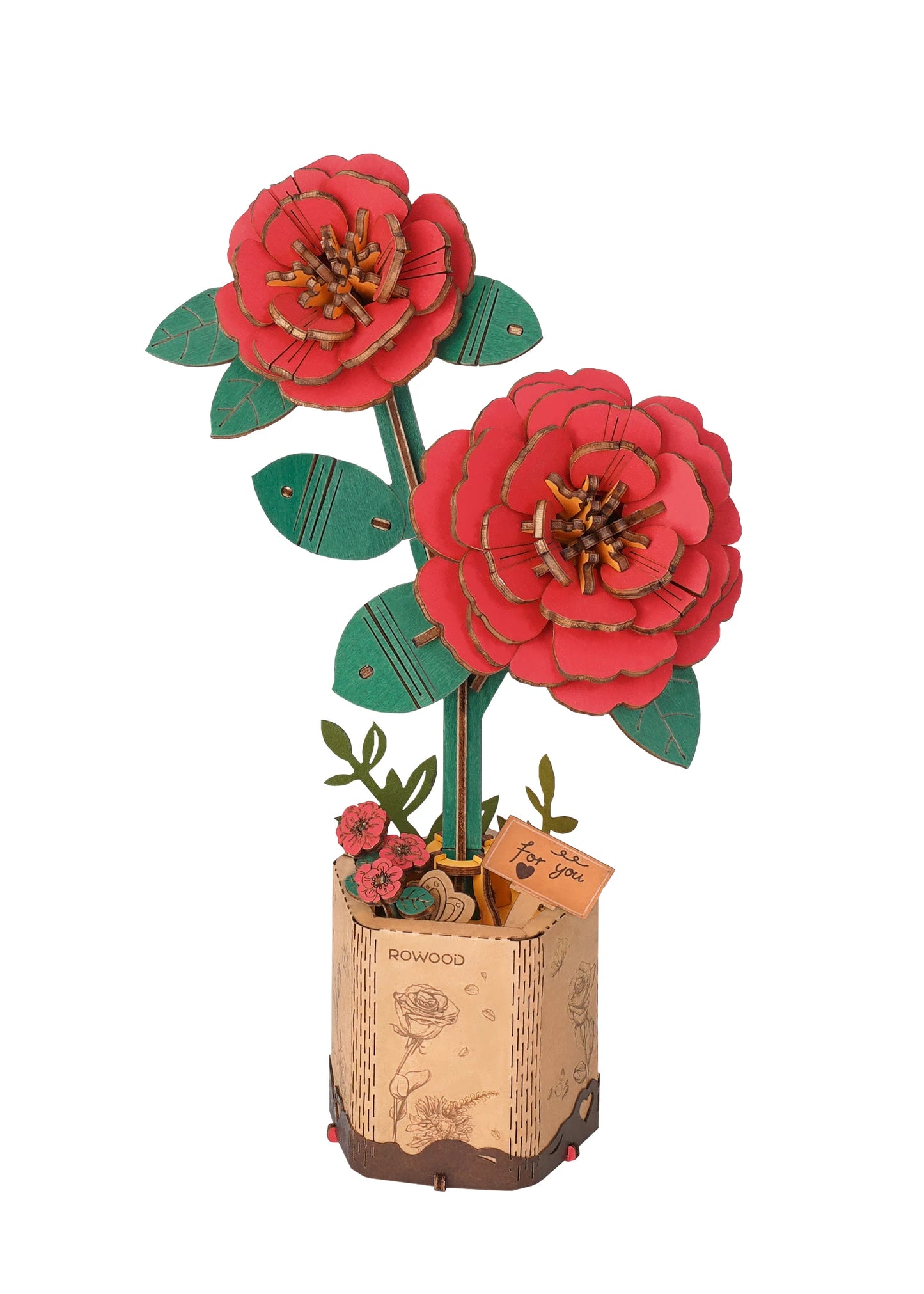 Robotime Rowood DIY Wooden Flower Bouquet Beautiful Hand-Make Gifts Eco-friend Materials 3D Wooden Puzzle for GirlFriends Decor