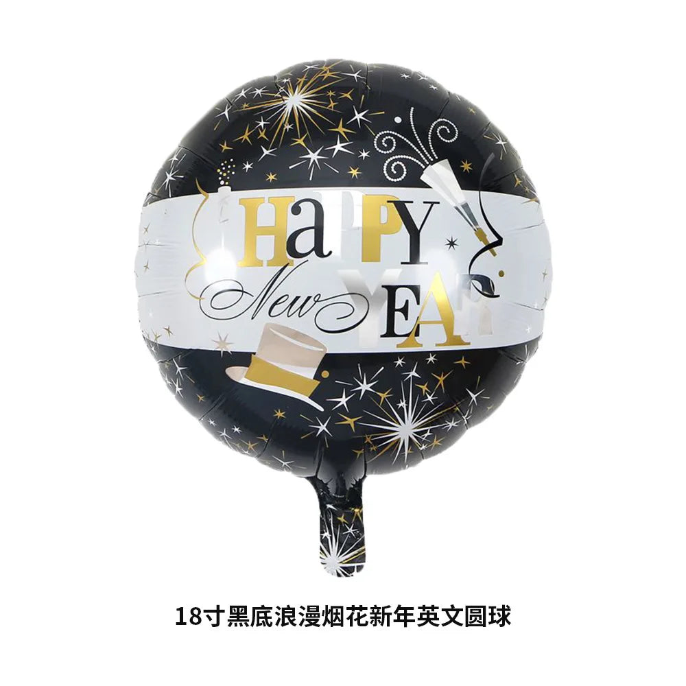 2026 New Year Foil Ballons Happy New Year Letter Banner Garland Party Decorations New Year Wine Bottle Star Round Photo Props
