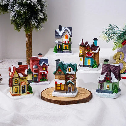New year Decoration LED Night Light Christmas Luminous House Sculpture Ornament