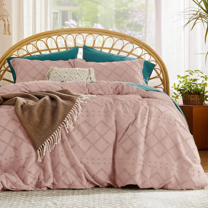 Duvet Cover Queen - Boho Bedding, Tufted Queen Duvet Cover- 3 Pieces Embroidery