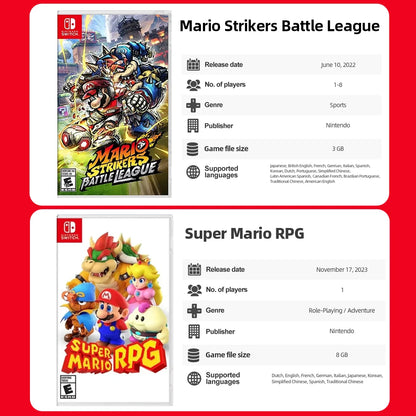 Mario Strikers Battle League Super Mario RPG Party Jamboree Nintendo Switch Game Card Deals Mario Party Superstars Tennis Aces