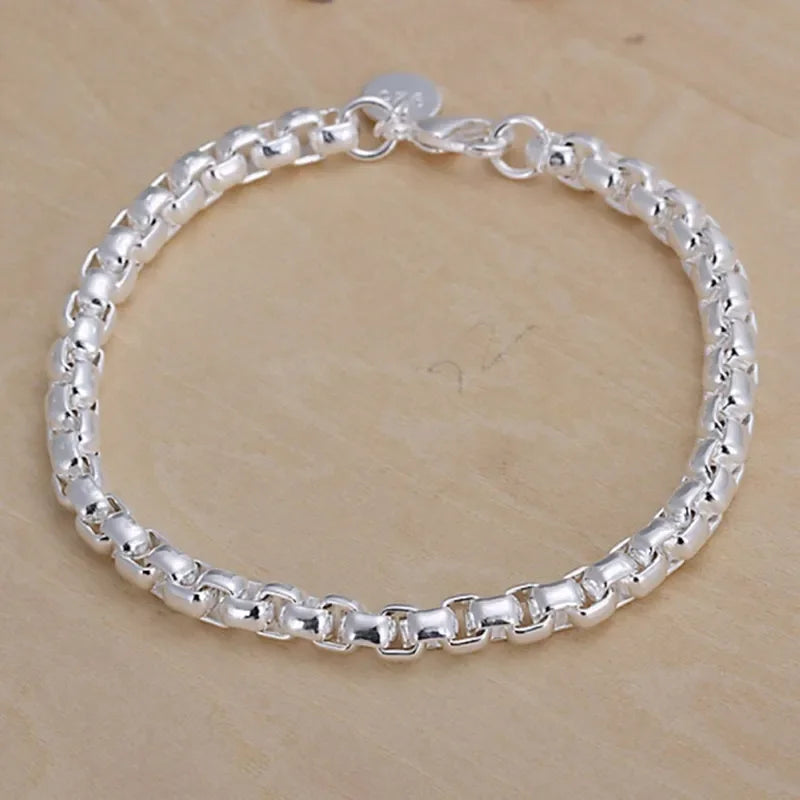 Fine 925 Sterling Silver Solid Chain Bracelet For Women Men Charm Party Gift Wedding party Fashion Jewelry